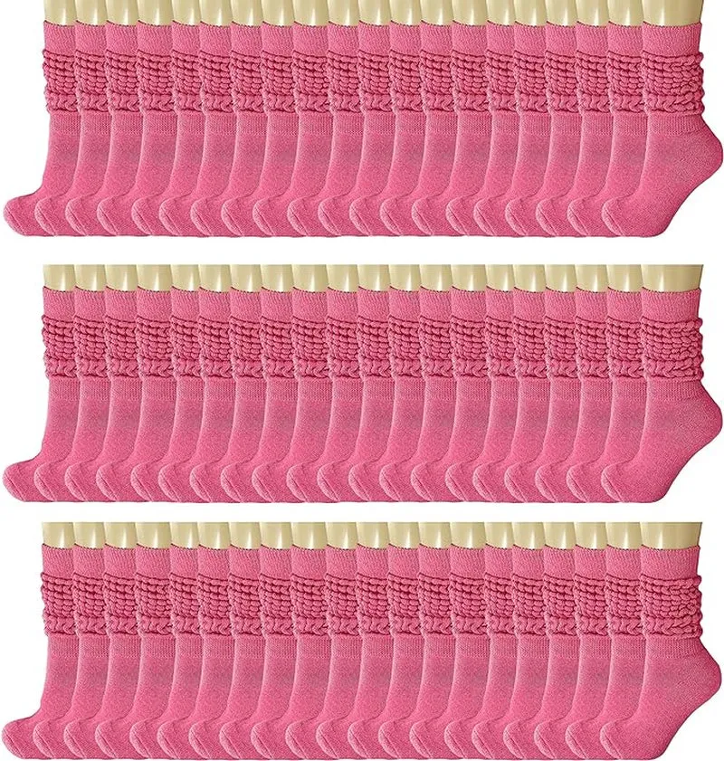 120 Pairs Extra-Long Heavy Slouch Socks – Women'S Shoe Size 5-10, Cotton Blend, Retro 80S Style