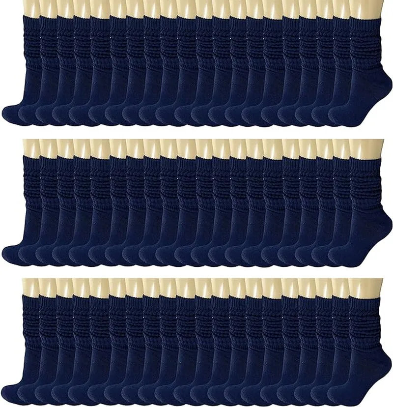 120 Pairs Extra-Long Heavy Slouch Socks – Women'S Shoe Size 5-10, Cotton Blend, Retro 80S Style