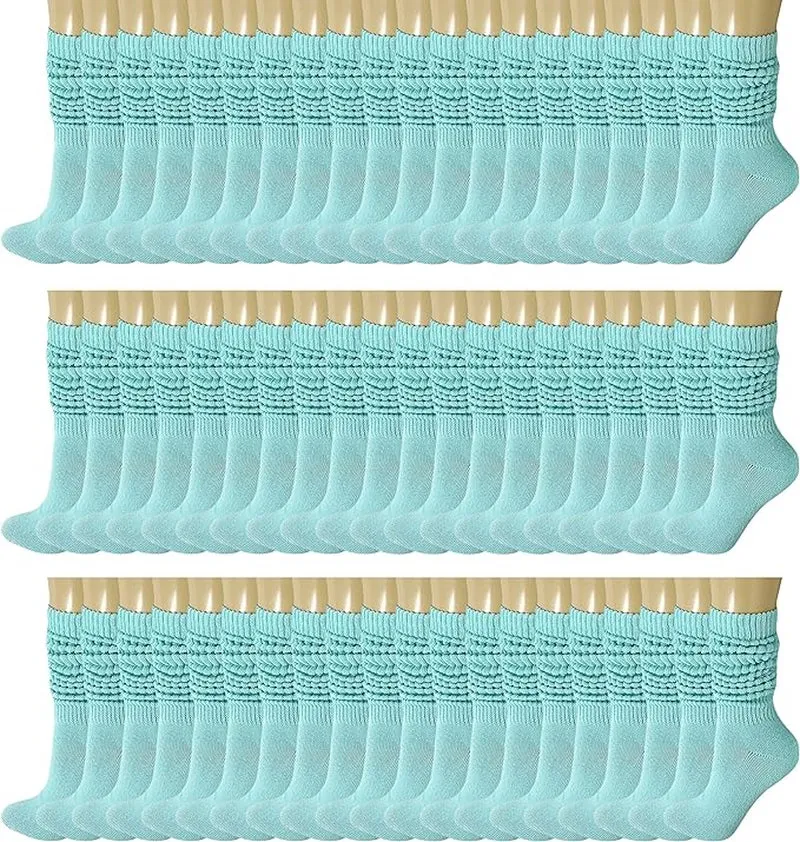 120 Pairs Extra-Long Heavy Slouch Socks – Women'S Shoe Size 5-10, Cotton Blend, Retro 80S Style