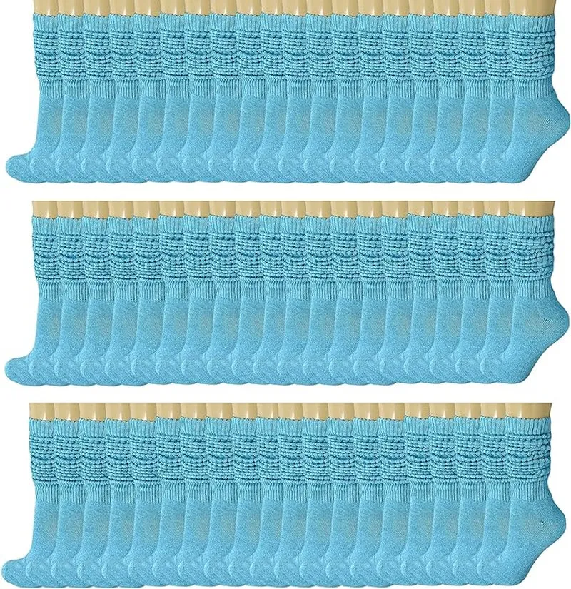 120 Pairs Extra-Long Heavy Slouch Socks – Women'S Shoe Size 5-10, Cotton Blend, Retro 80S Style
