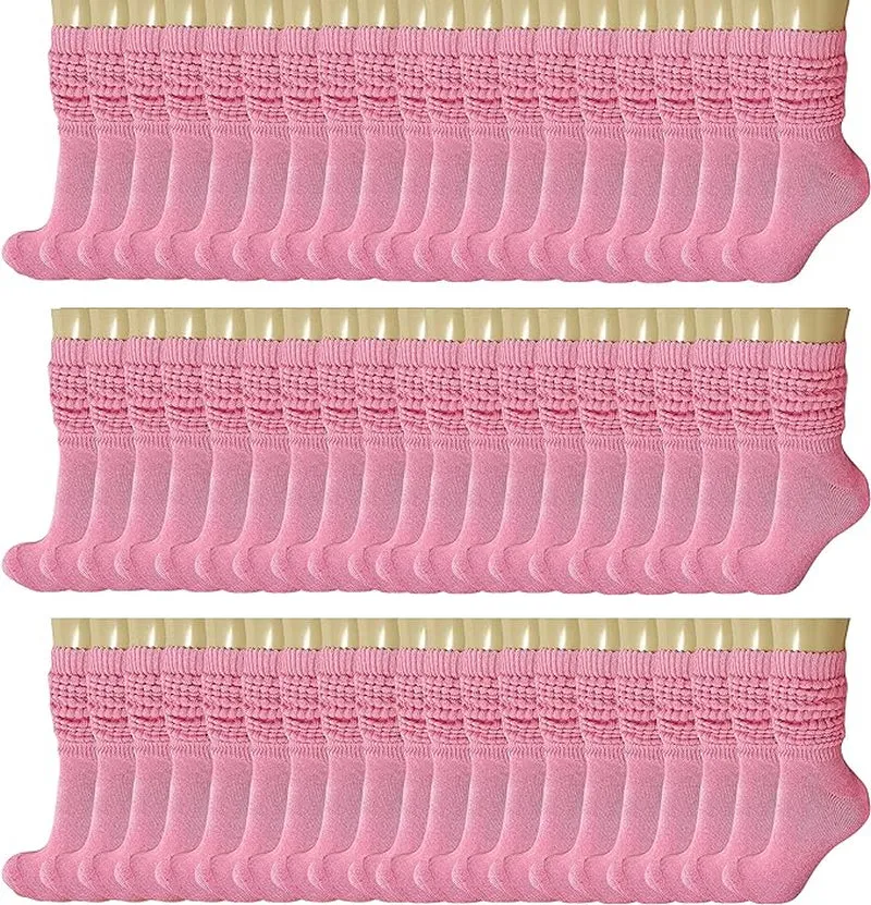 120 Pairs Extra-Long Heavy Slouch Socks – Women'S Shoe Size 5-10, Cotton Blend, Retro 80S Style