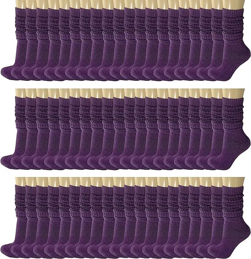 120 Pairs Extra-Long Heavy Slouch Socks – Women'S Shoe Size 5-10, Cotton Blend, Retro 80S Style