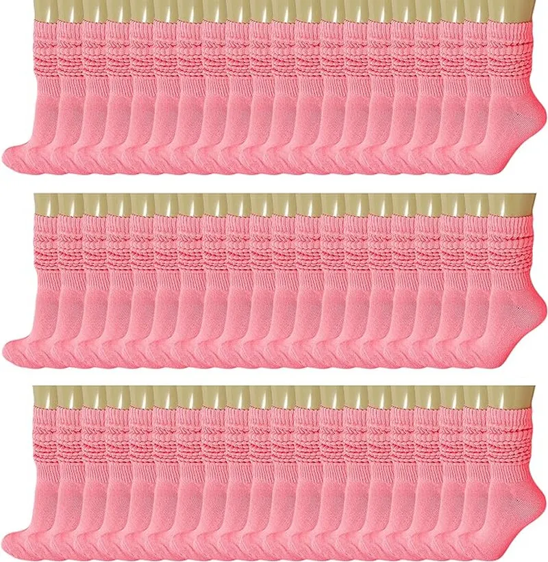 120 Pairs Extra-Long Heavy Slouch Socks – Women'S Shoe Size 5-10, Cotton Blend, Retro 80S Style