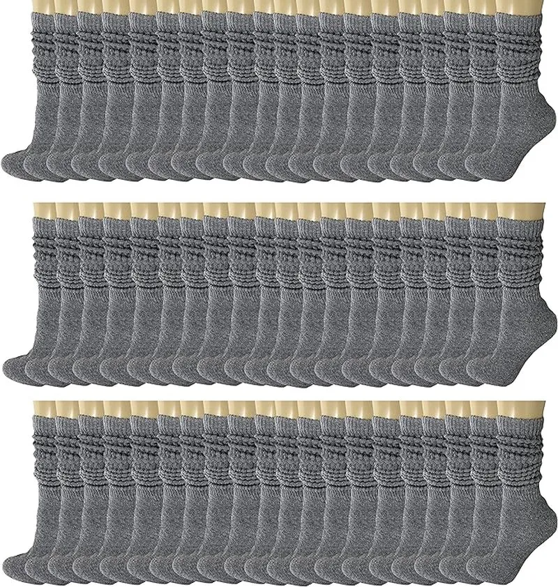 120 Pairs Extra-Long Heavy Slouch Socks – Women'S Shoe Size 5-10, Cotton Blend, Retro 80S Style