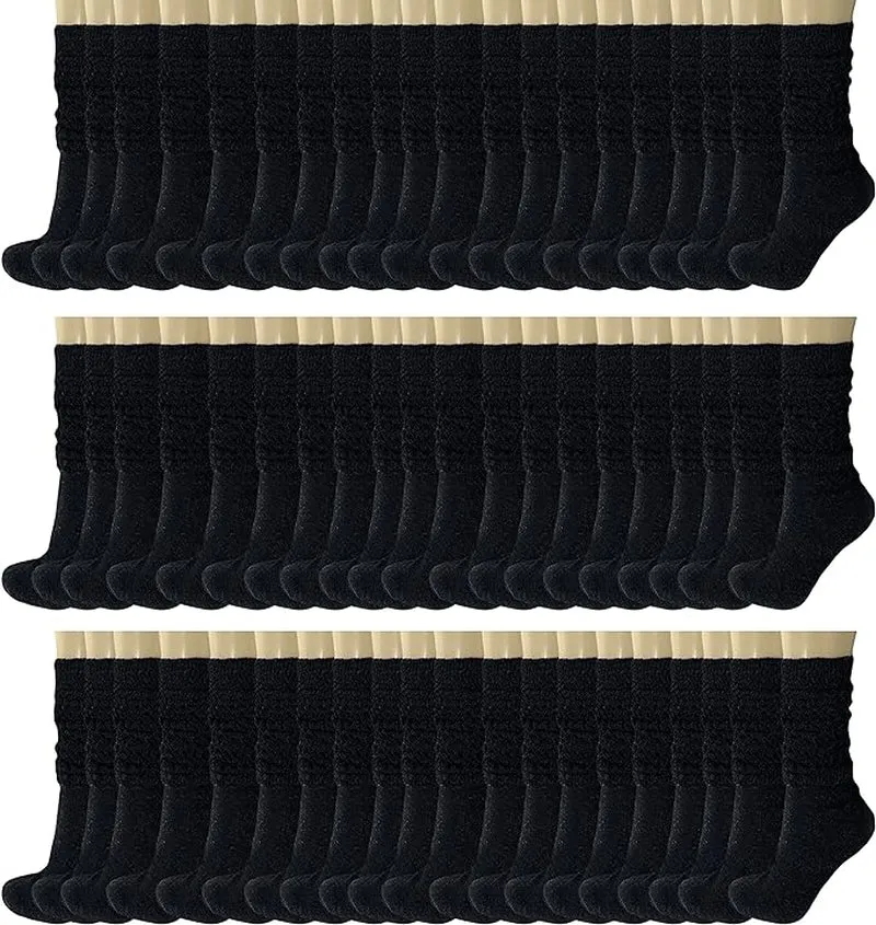 120 Pairs Extra-Long Heavy Slouch Socks – Women'S Shoe Size 5-10, Cotton Blend, Retro 80S Style