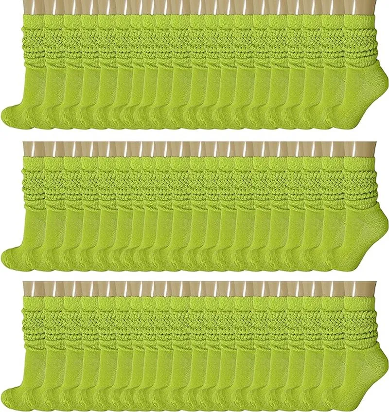 120 Pairs Extra-Long Heavy Slouch Socks – Women'S Shoe Size 5-10, Cotton Blend, Retro 80S Style