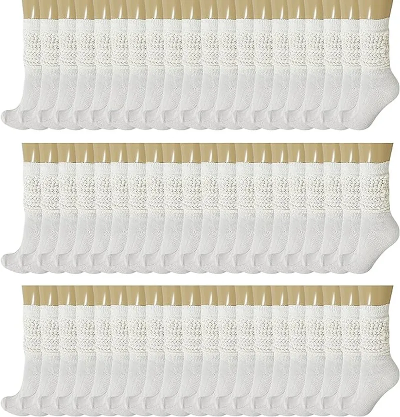 120 Pairs Extra-Long Heavy Slouch Socks – Women'S Shoe Size 5-10, Cotton Blend, Retro 80S Style
