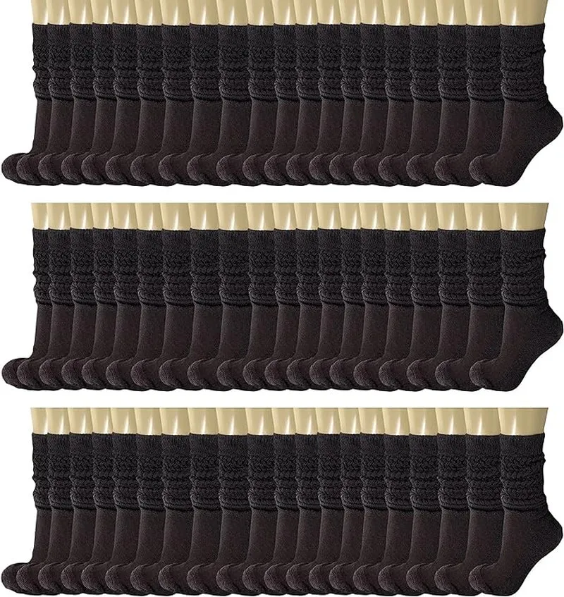 120 Pairs Extra-Long Heavy Slouch Socks – Women'S Shoe Size 5-10, Cotton Blend, Retro 80S Style