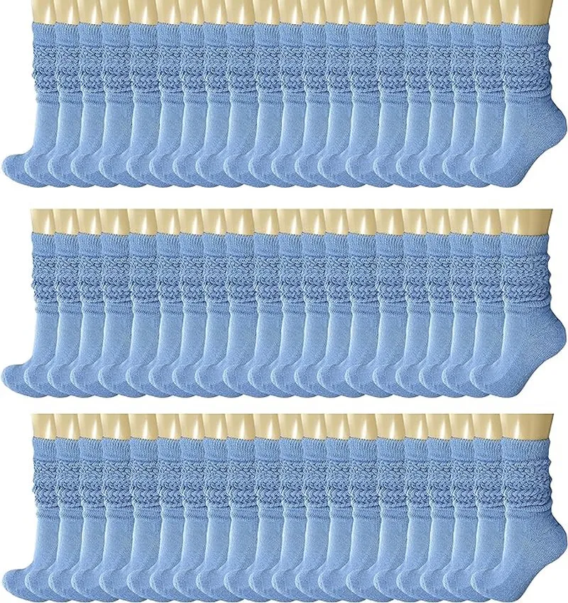 120 Pairs Extra-Long Heavy Slouch Socks – Women'S Shoe Size 5-10, Cotton Blend, Retro 80S Style