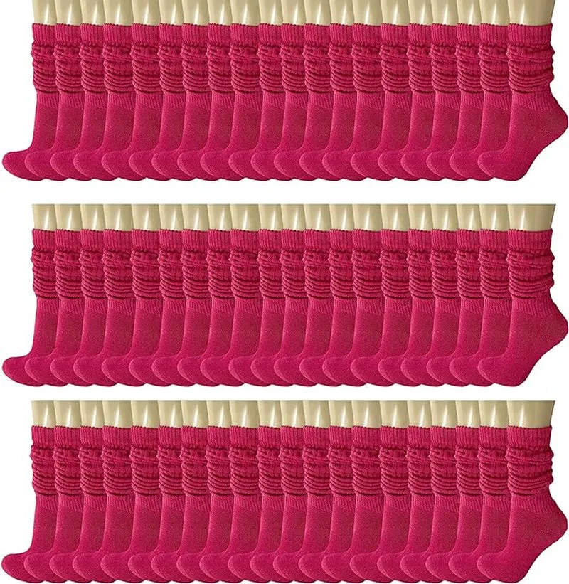 120 Pairs Extra-Long Heavy Slouch Socks – Women'S Shoe Size 5-10, Cotton Blend, Retro 80S Style