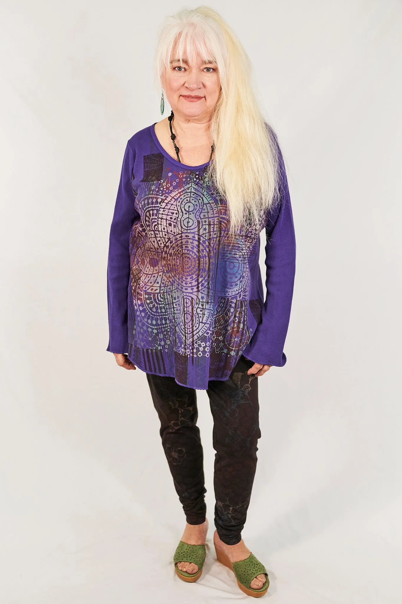1231 Thermal A-Line Top- Purple- Mystical Mandala