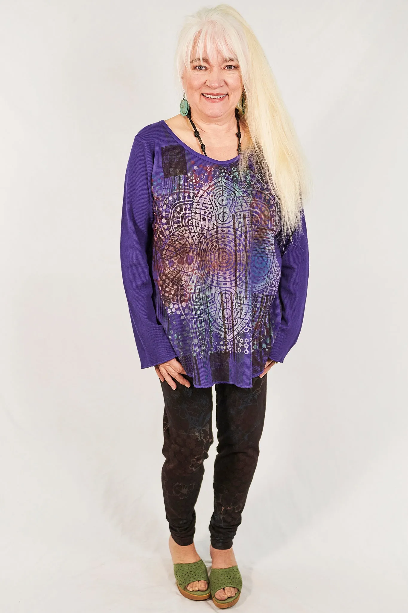 1231 Thermal A-Line Top- Purple- Mystical Mandala