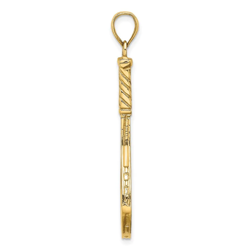14K 3-D Polished Tennis Racquet Charm