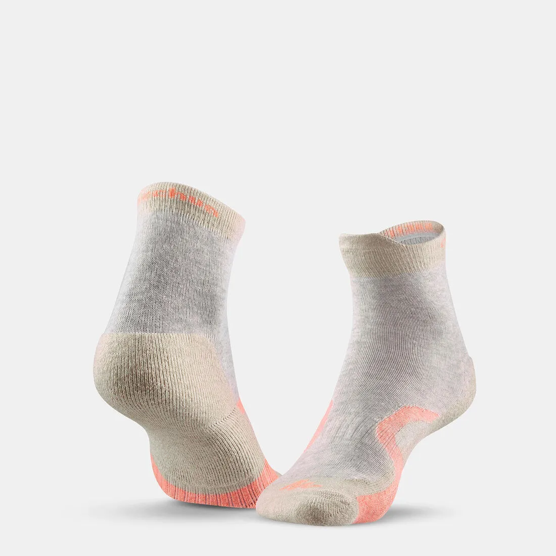 2 paires de chaussettes de randonnée tiges hautes enfant Crossocks Menthe Beige