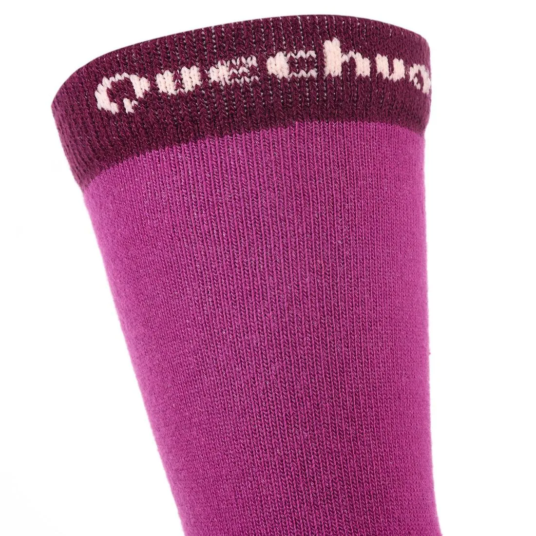 2 paires de chaussettes de randonnée tiges hautes enfant Crossocks Menthe Beige