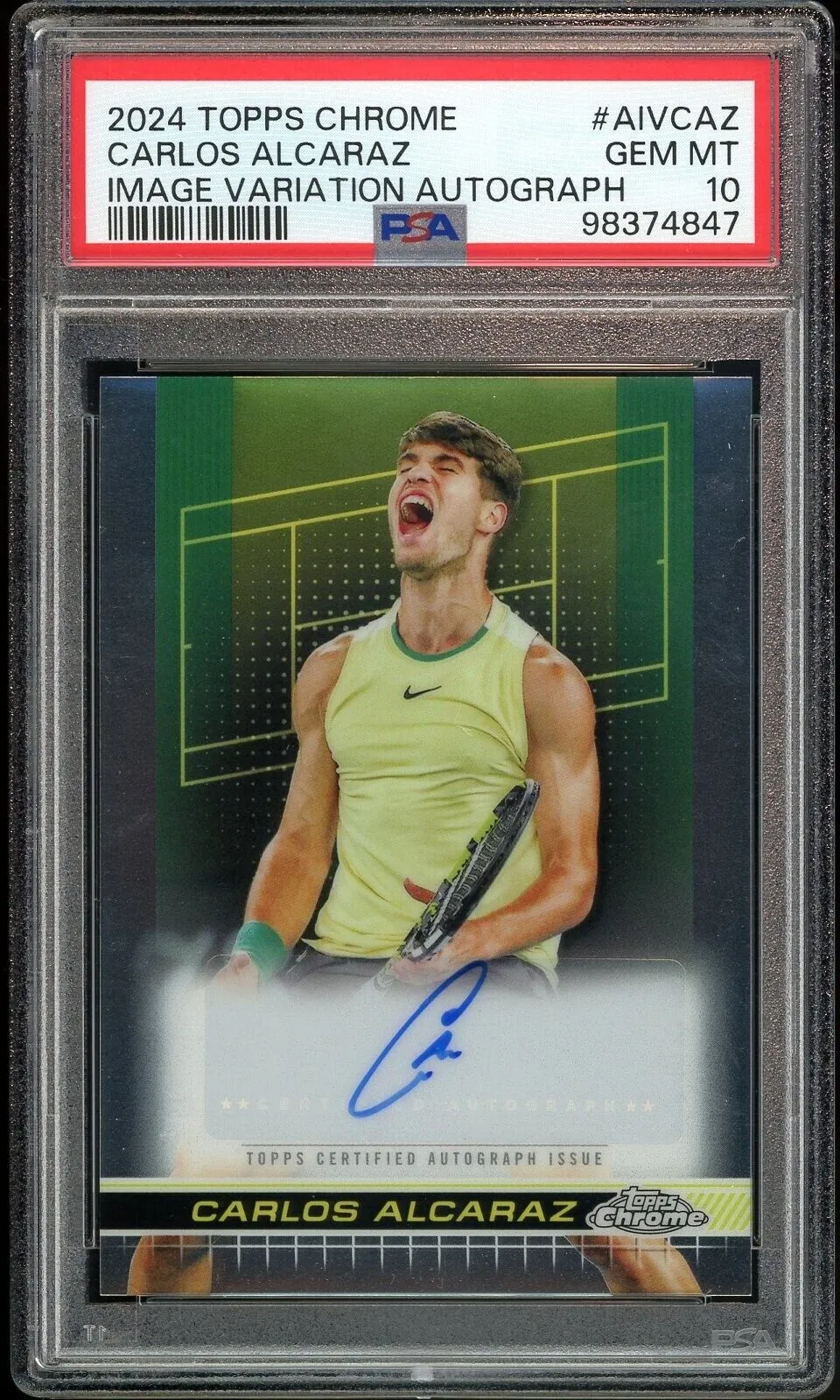 2024 Topps Chrome Tennis #AIVAZ Carlos Alcaraz Variation RC Auto PSA 10 GEM MINT
