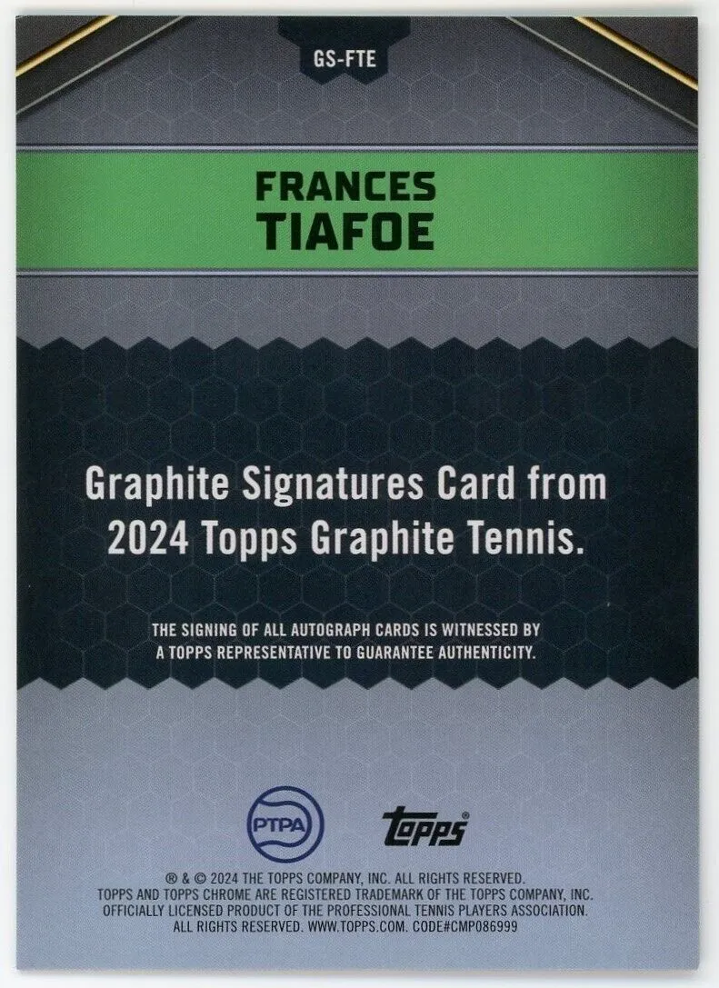 2024 Topps Graphite Tennis Frances Tiafoe Auto Gold Refractor /25 #GS-FTE
