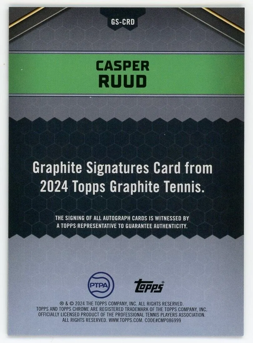 2024 Topps Graphite Tennis Signatures Casper Ruud Auto Refractor #GS-CRD