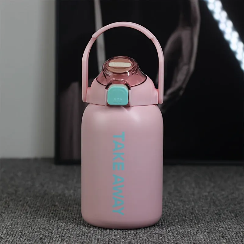 28.74oz 304 Stainless Steel Large Capacity Portable Car Outdoor Sports Insulation Cup With Straw