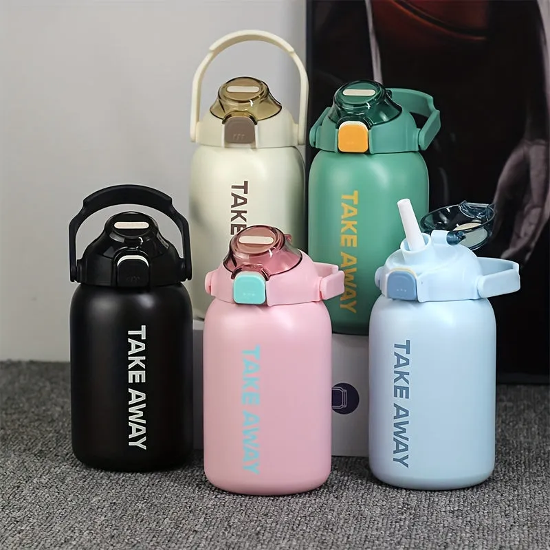 28.74oz 304 Stainless Steel Large Capacity Portable Car Outdoor Sports Insulation Cup With Straw