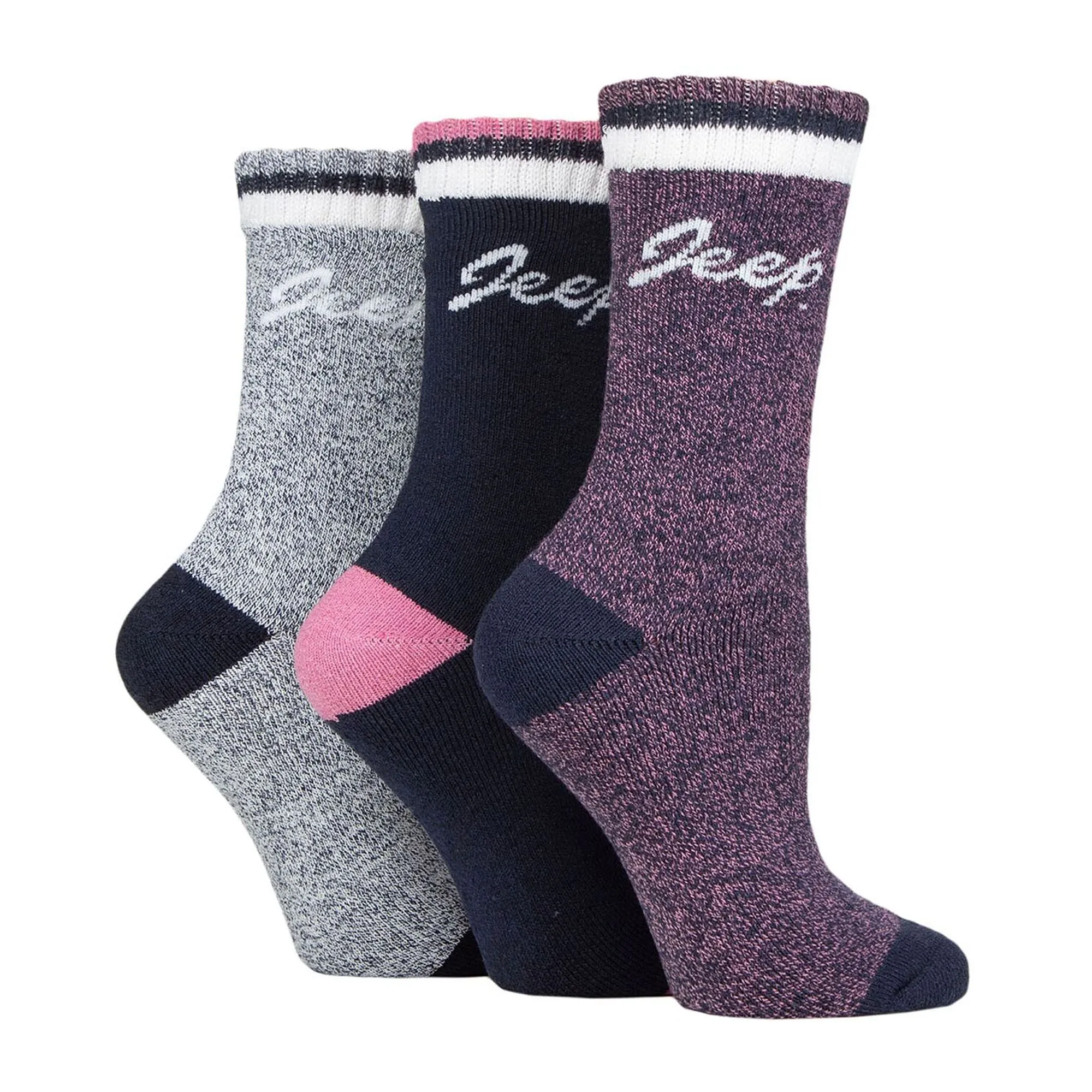 3 Pack Ladies Performance Boot Socks | Women's Ribbed Cushioned Comfort Socks