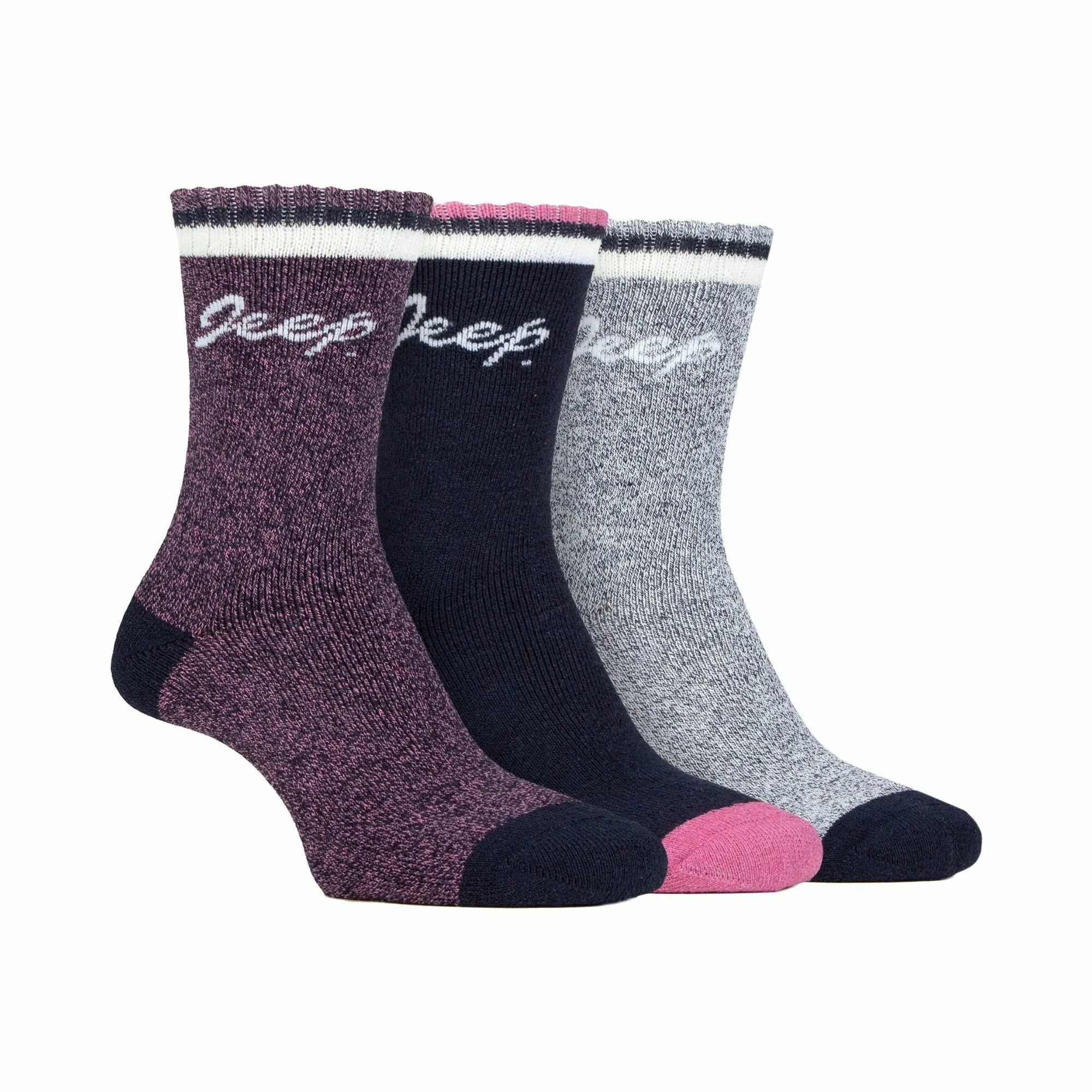 3 Pack Ladies Performance Boot Socks | Women's Ribbed Cushioned Comfort Socks