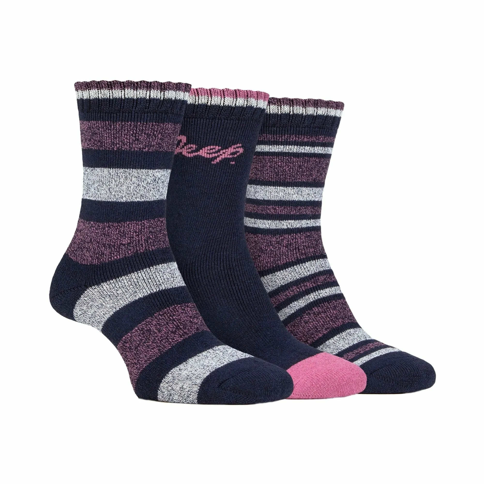 3 Pack Ladies Performance Boot Socks | Women's Ribbed Cushioned Comfort Socks