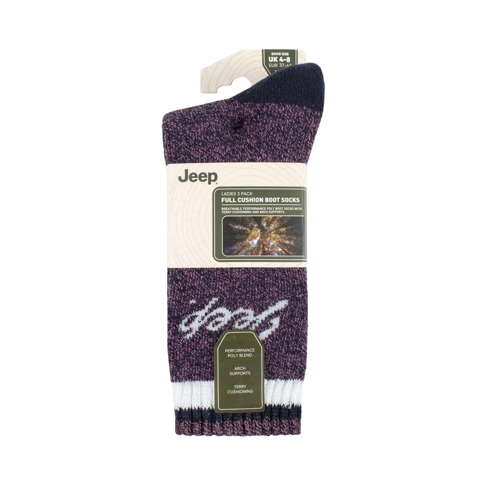 3 Pack Ladies Performance Boot Socks | Women's Ribbed Cushioned Comfort Socks