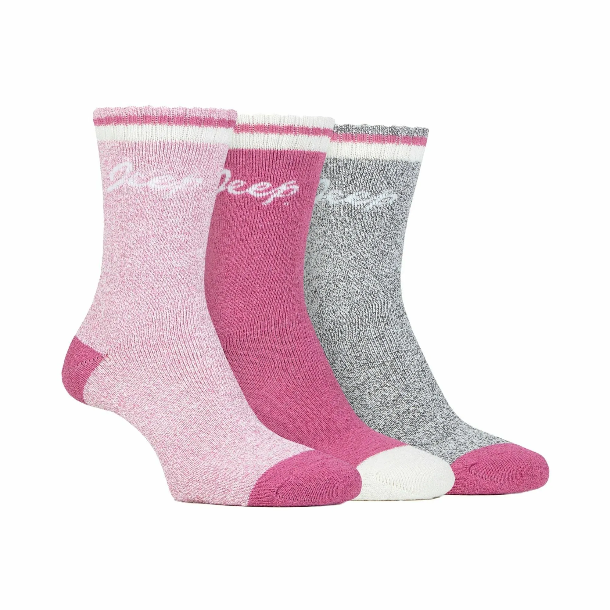 3 Pack Ladies Performance Boot Socks | Women's Ribbed Cushioned Comfort Socks
