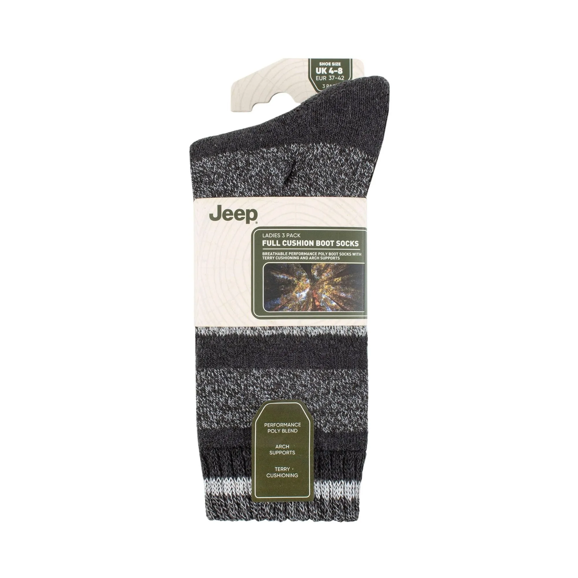 3 Pack Ladies Performance Boot Socks | Women's Ribbed Cushioned Comfort Socks