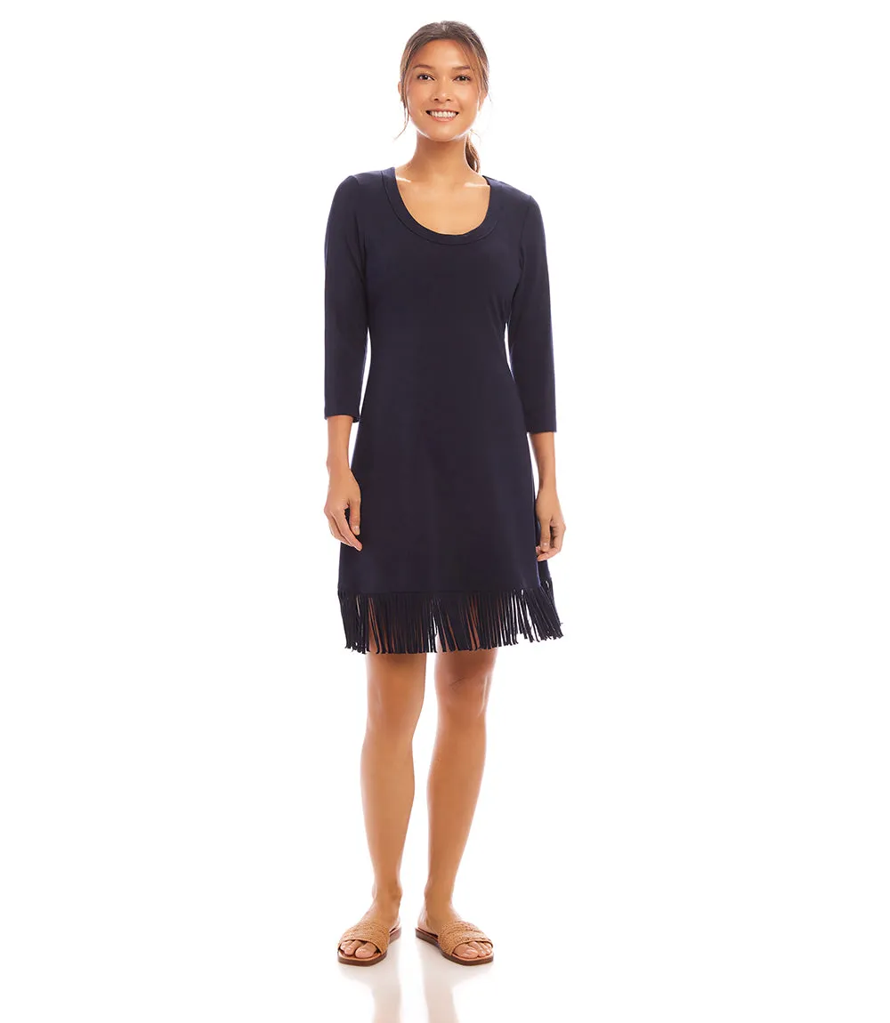 3/4 Sleeve Fringe Hem Dress