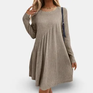 A-Line Knit Dress – Ribbed Texture – Casual Comfort Style