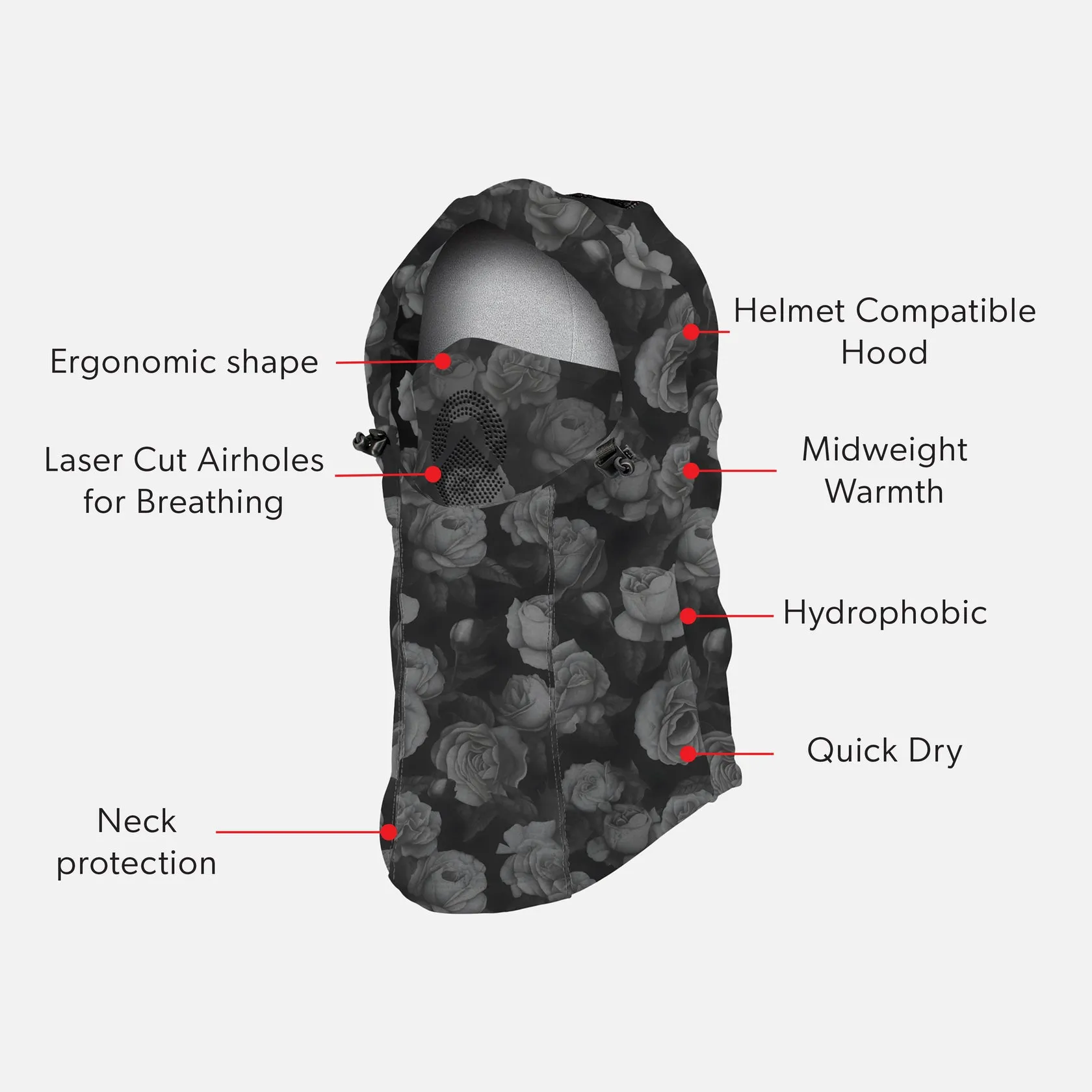 Airhole Laser Polar Fleece Airhood - Midnight Rose