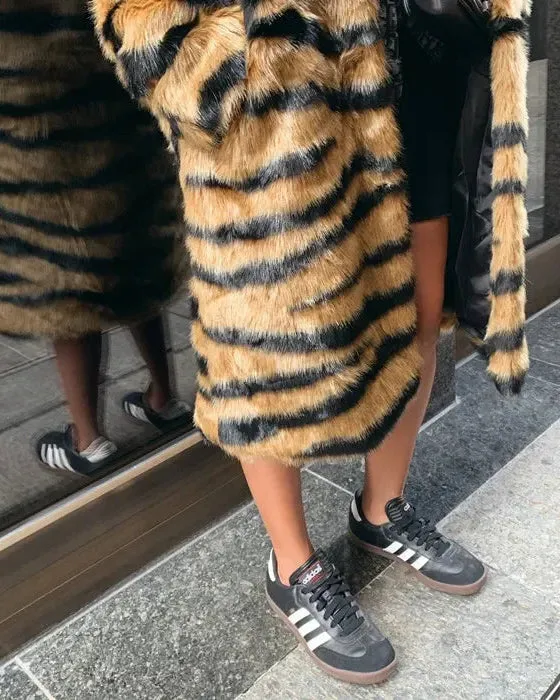 Alma™ | Wild Elegance Imitation Tiger Fur Coat