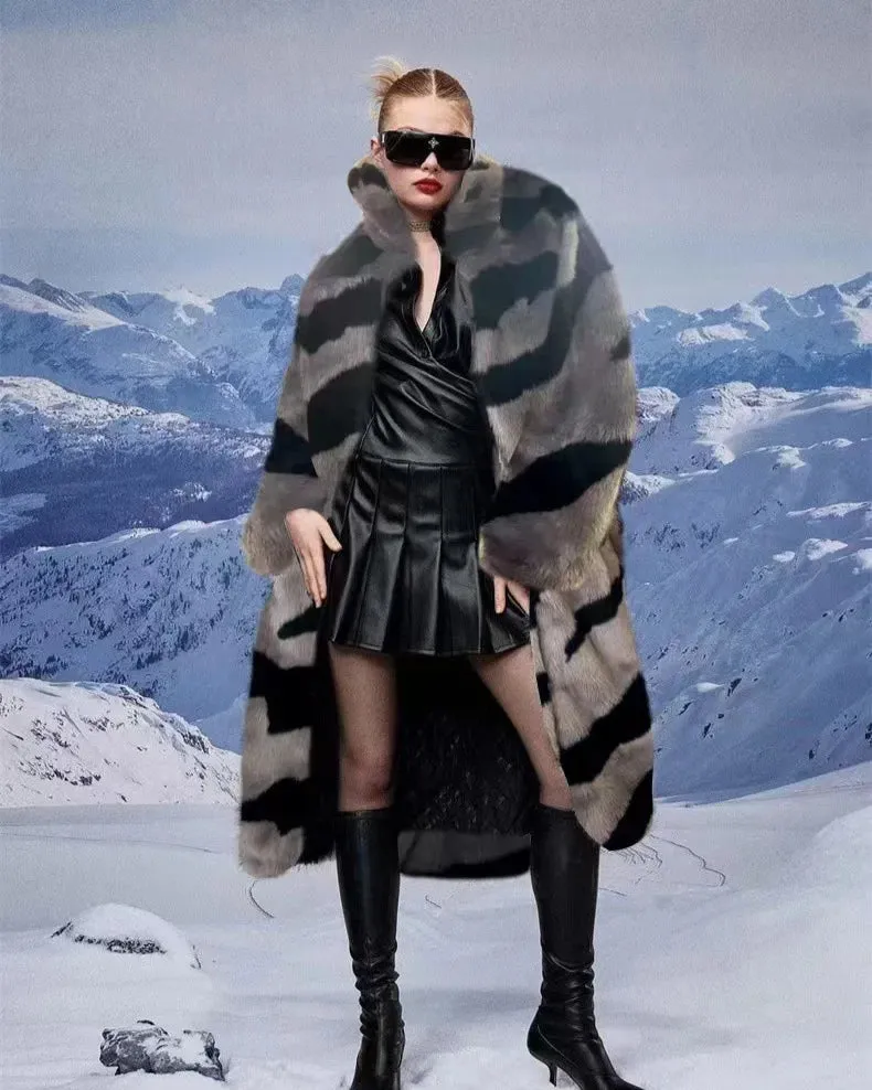 Alma™ | Wild Elegance Imitation Tiger Fur Coat