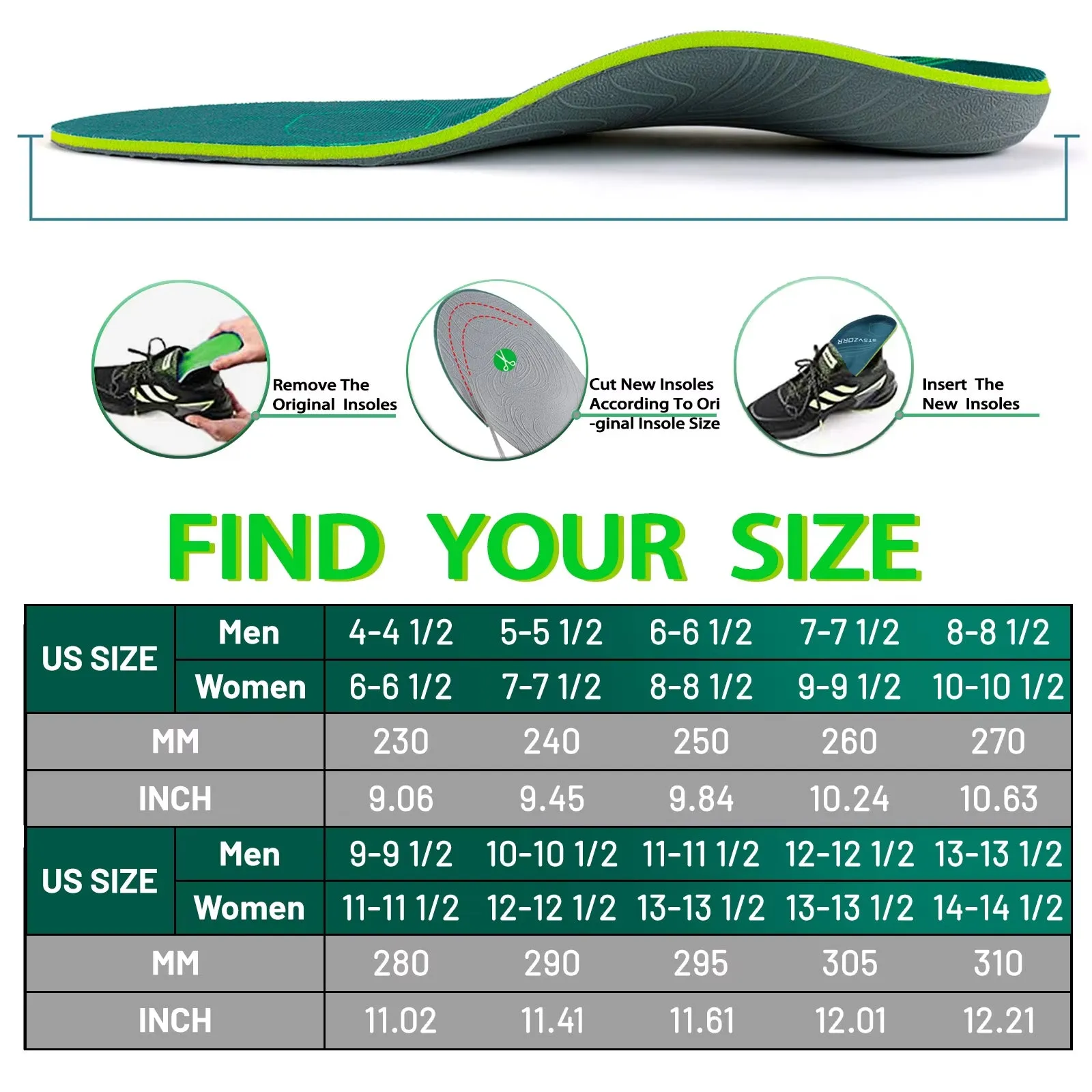 Arch Heavy Support Pain Relief Orthotics Insoles