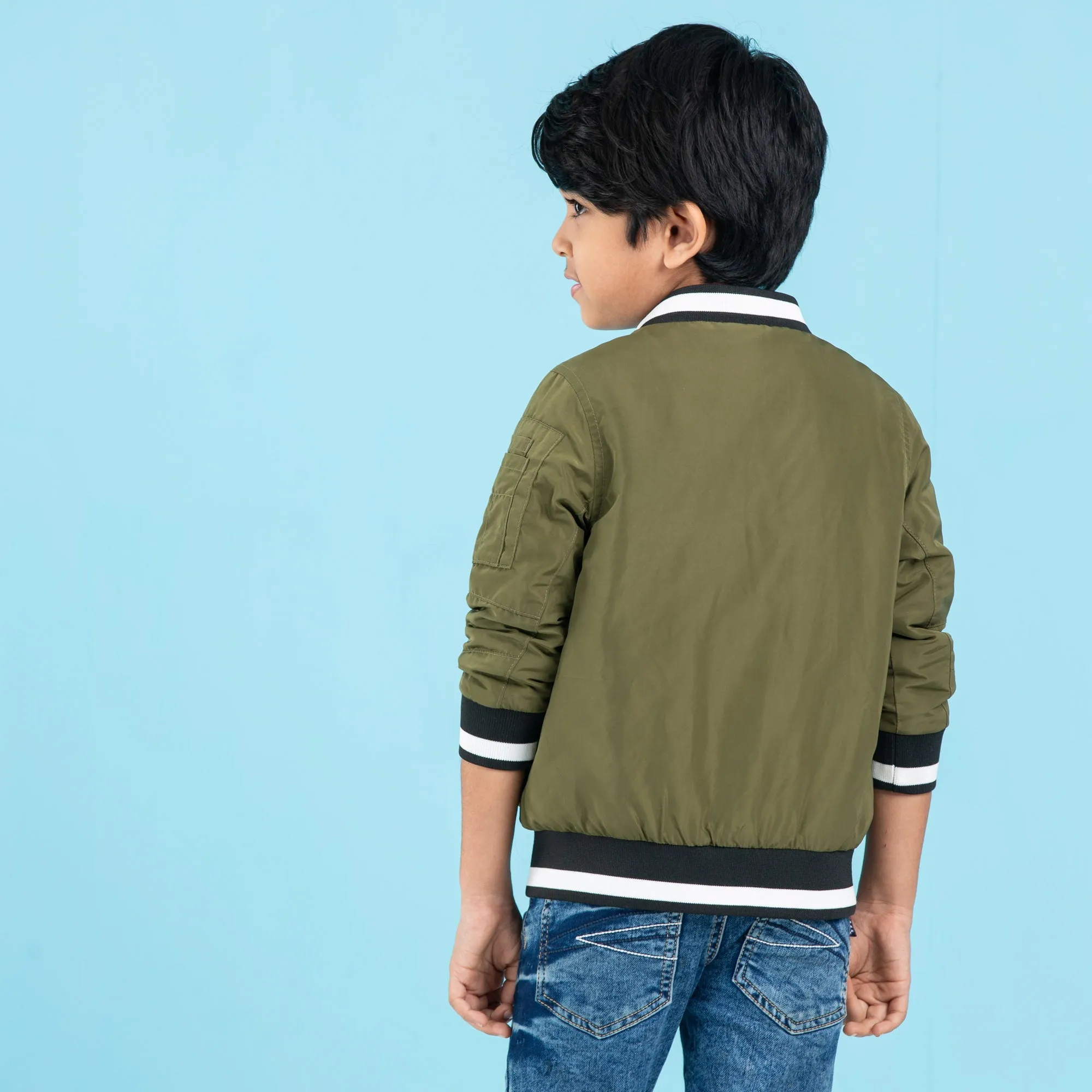 Baby Boys Bomber Jacket- Olive