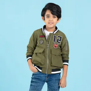 Baby Boys Bomber Jacket- Olive