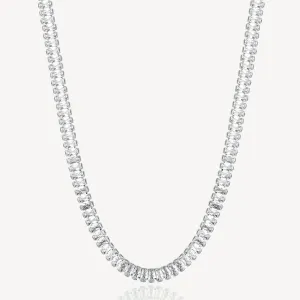 Baguette Cubic Zirconia Tennis Necklace in Stainless Steel