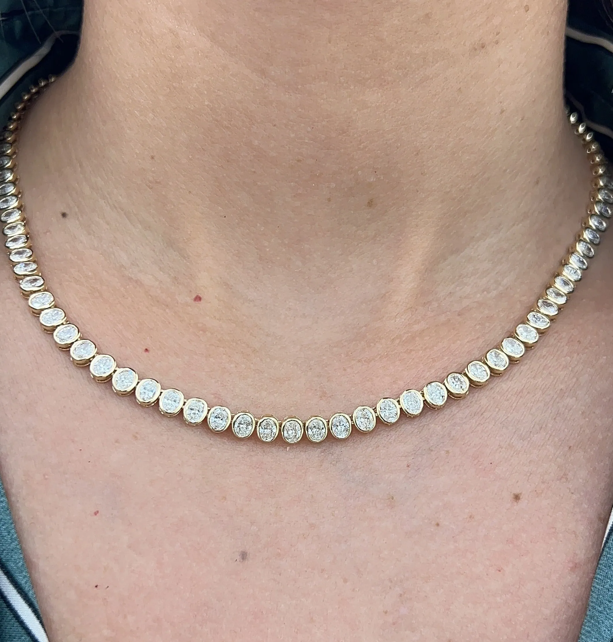 Bezel Diamond Half Tennis Necklace