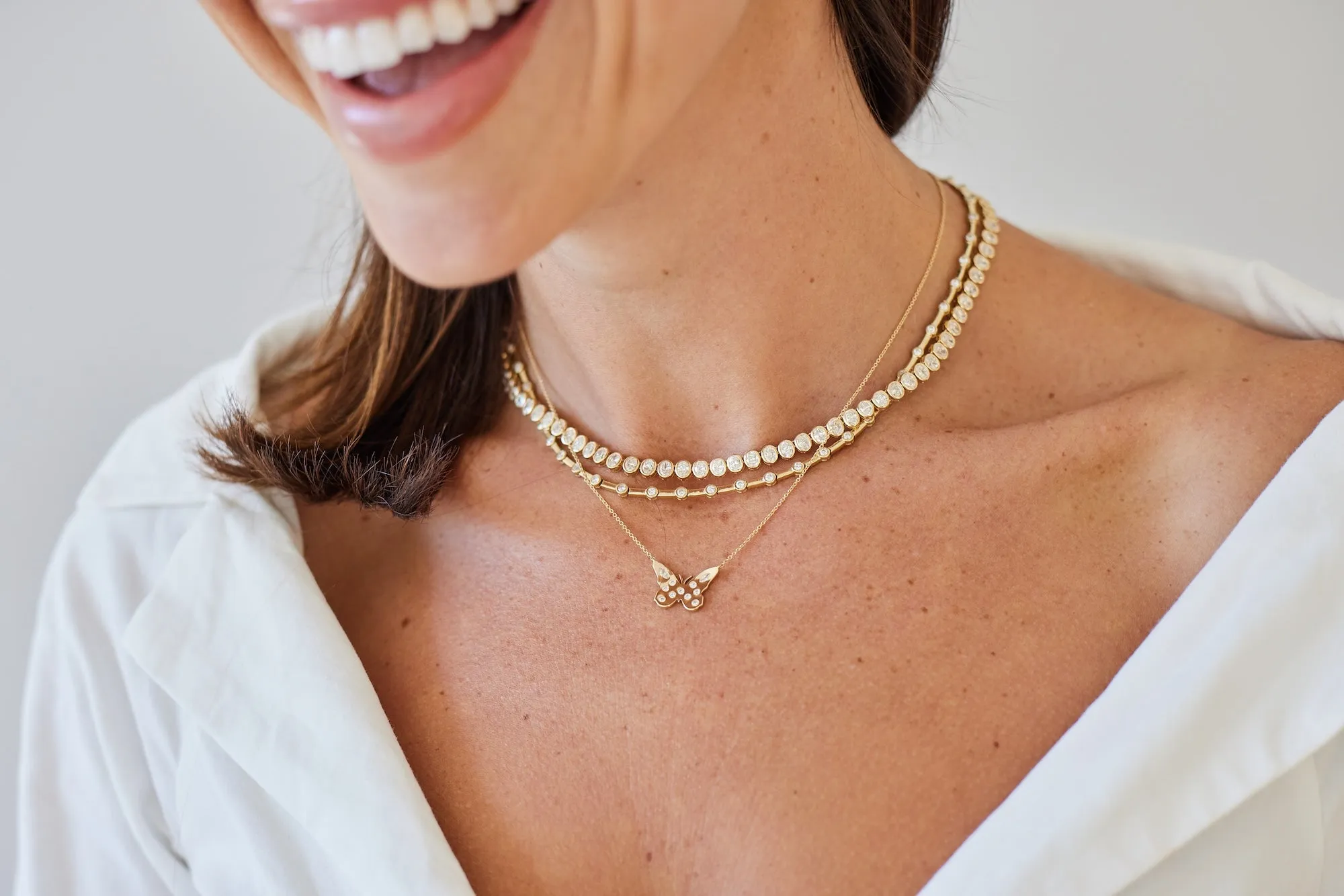 Bezel Diamond Half Tennis Necklace