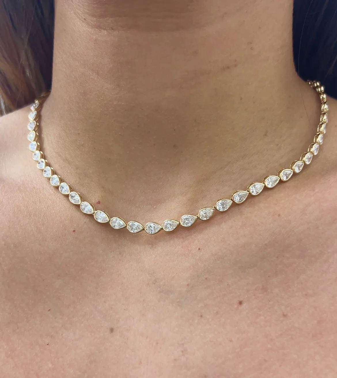 Bezel Diamond Half Tennis Necklace