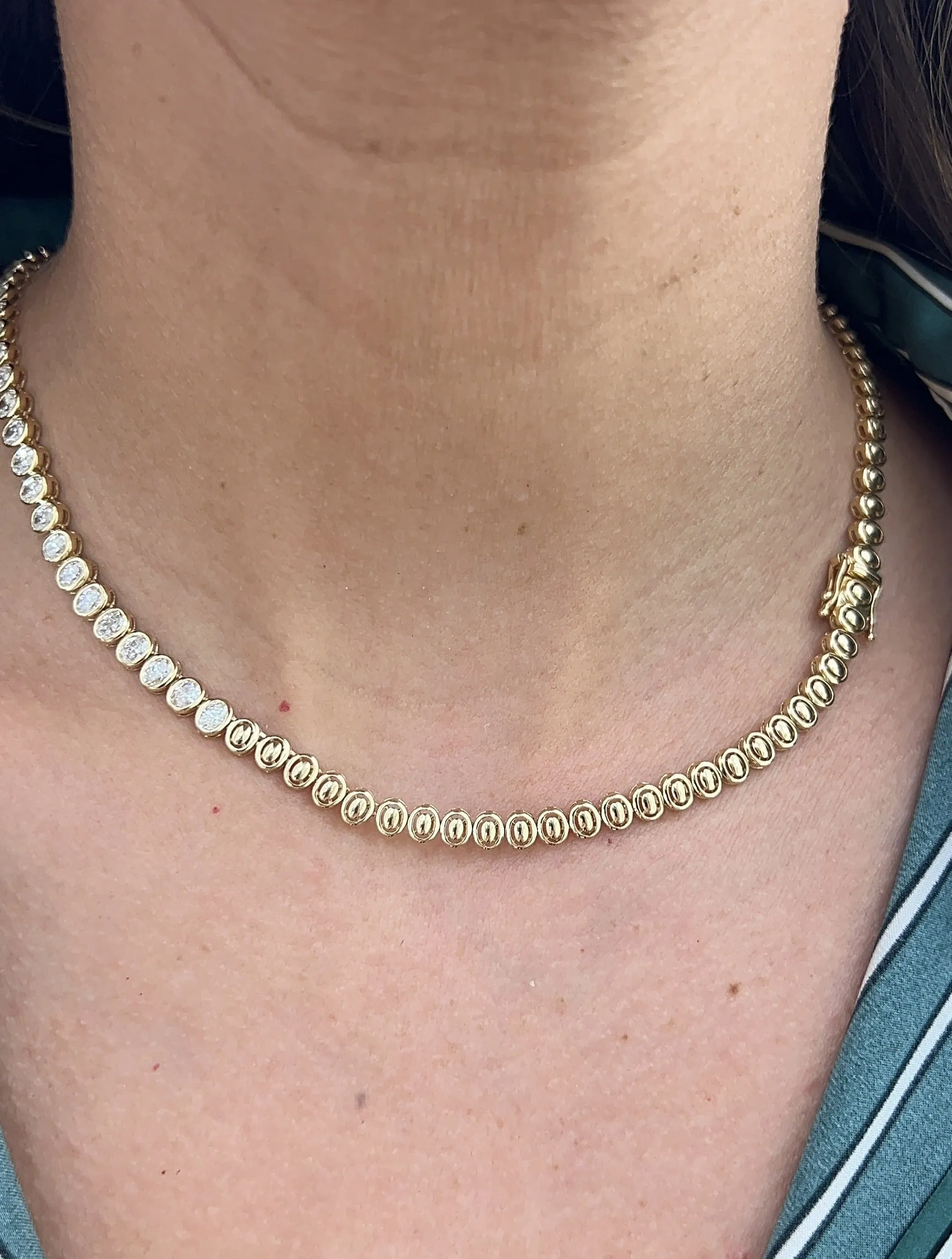 Bezel Diamond Half Tennis Necklace