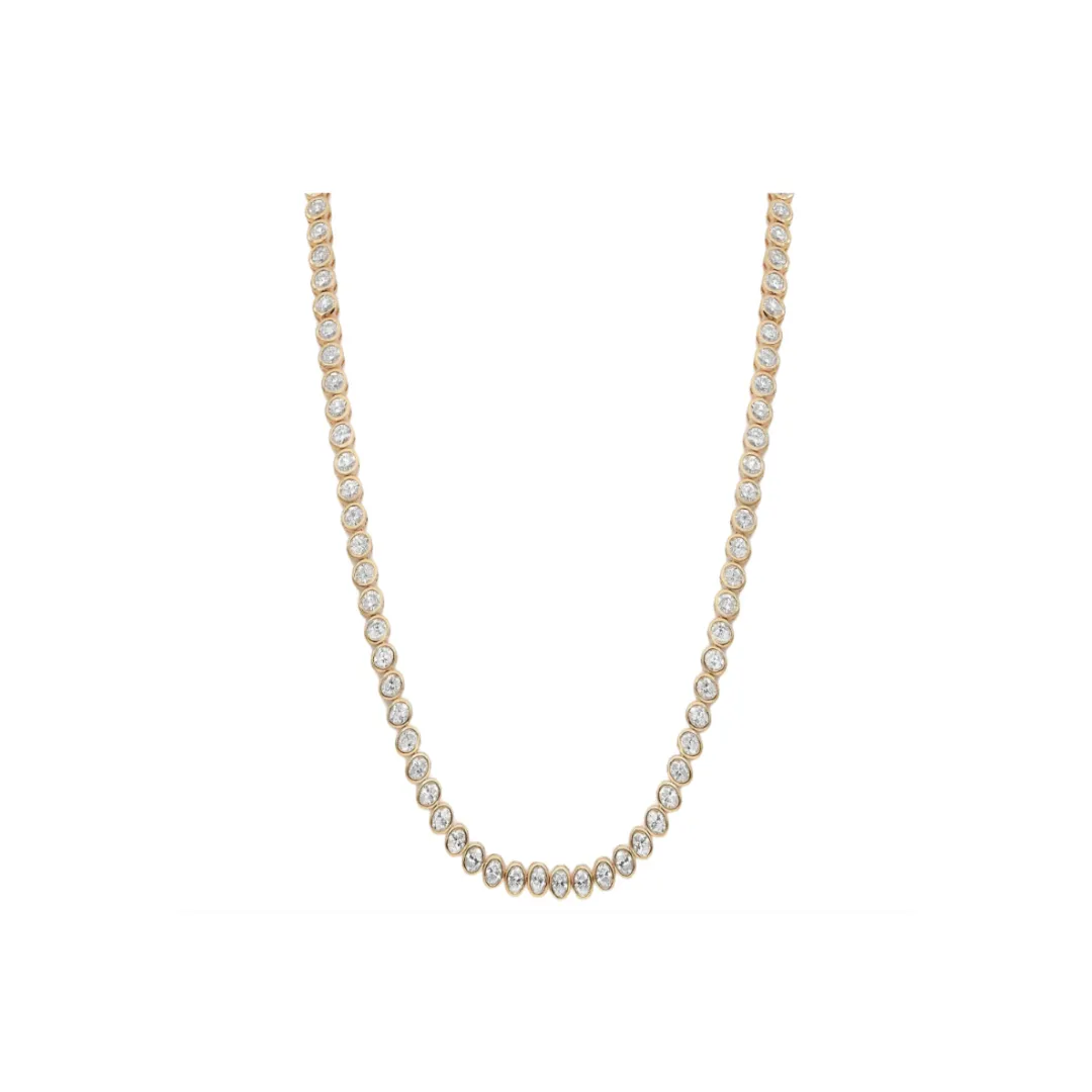 Bezel Diamond Half Tennis Necklace