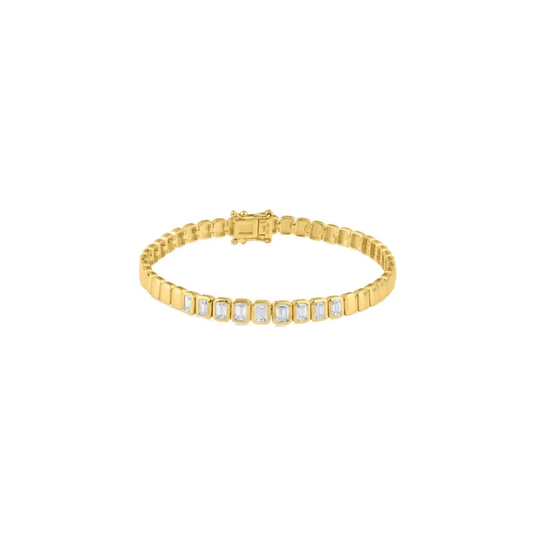 Bezel Set Emerald Half Tennis Bracelet