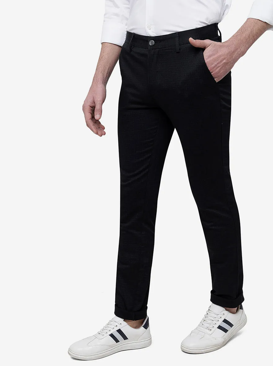 Black Solid Super Slim Fit Casual Trouser | Greenfibre