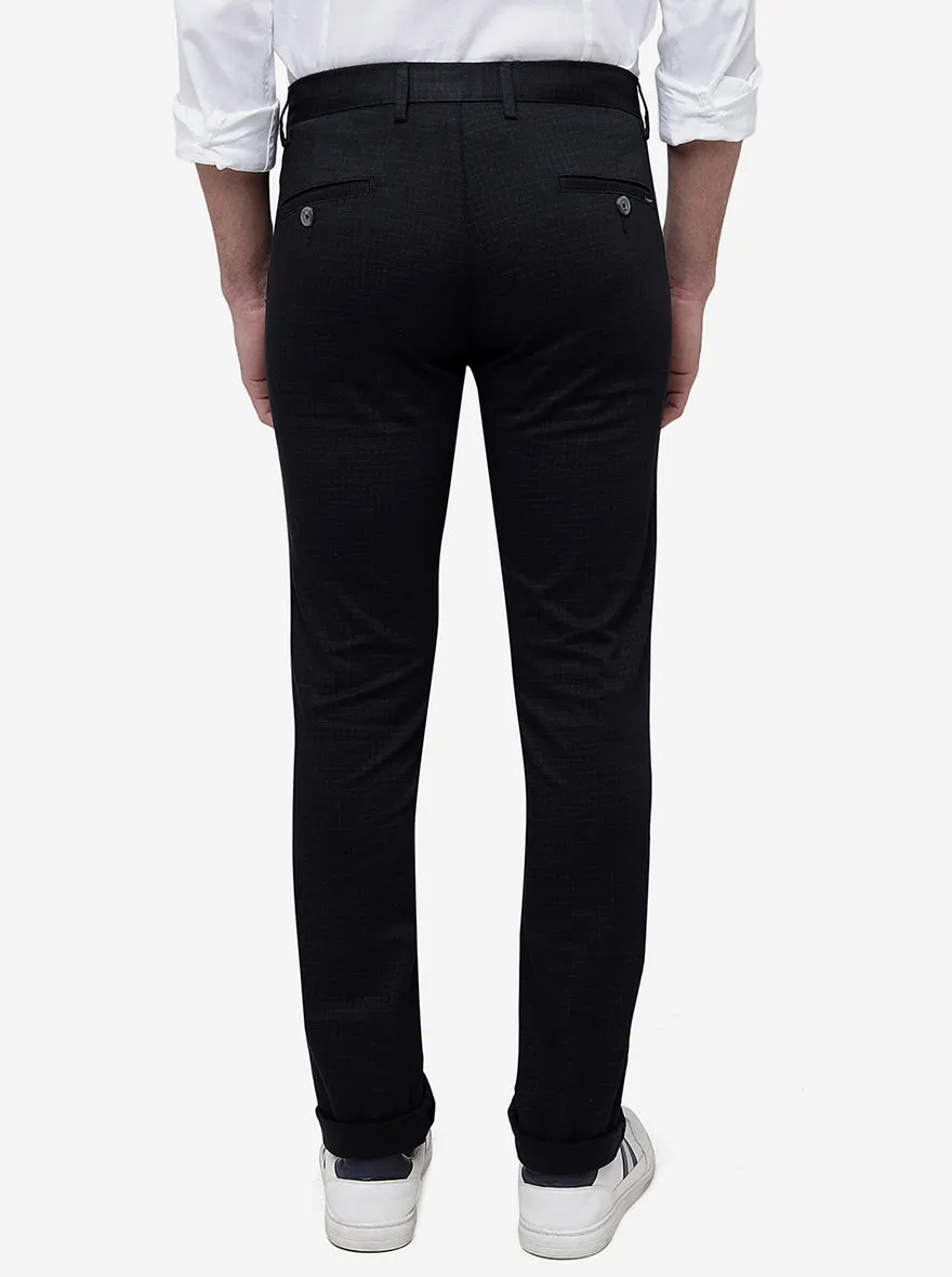 Black Solid Super Slim Fit Casual Trouser | Greenfibre