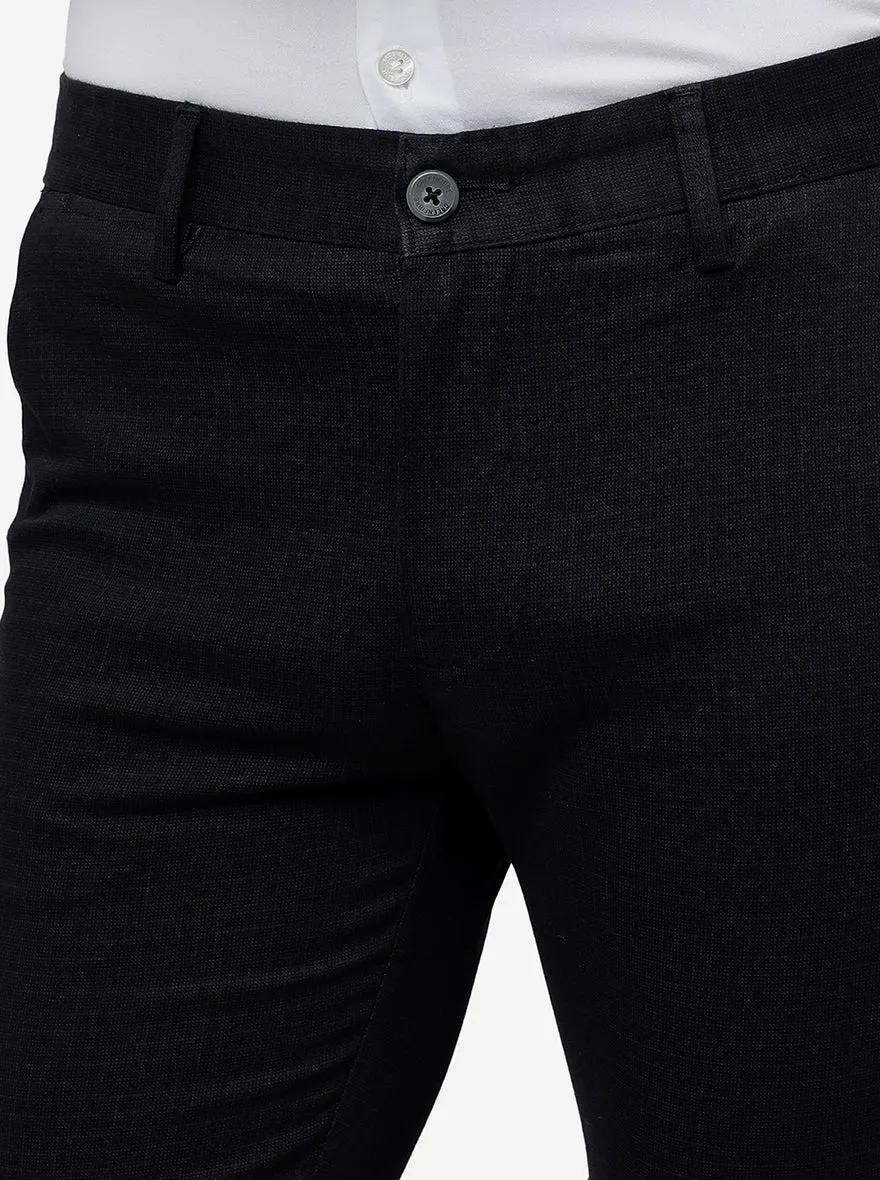 Black Solid Super Slim Fit Casual Trouser | Greenfibre
