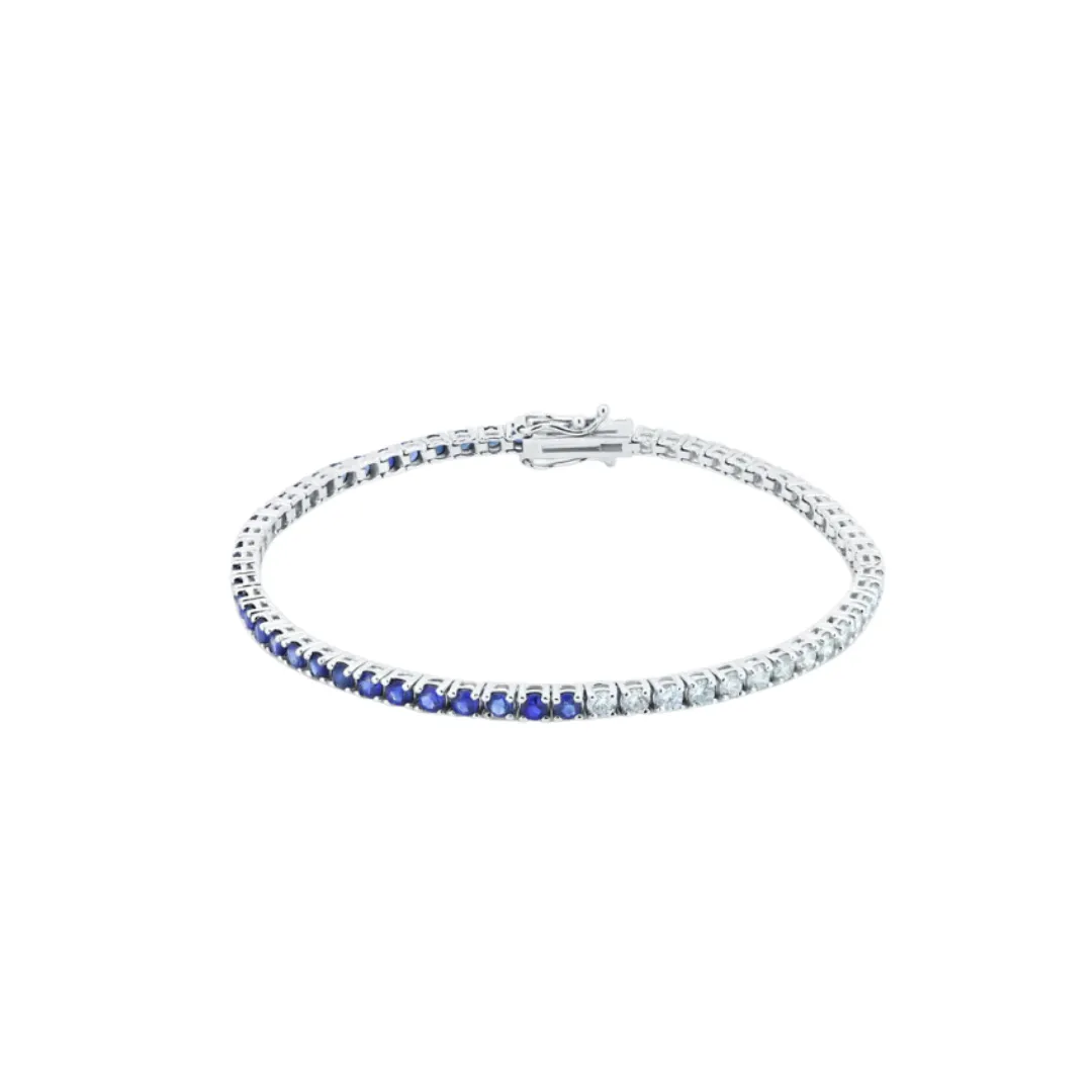 Blue Sapphire and Diamond Tennis Bracelet
