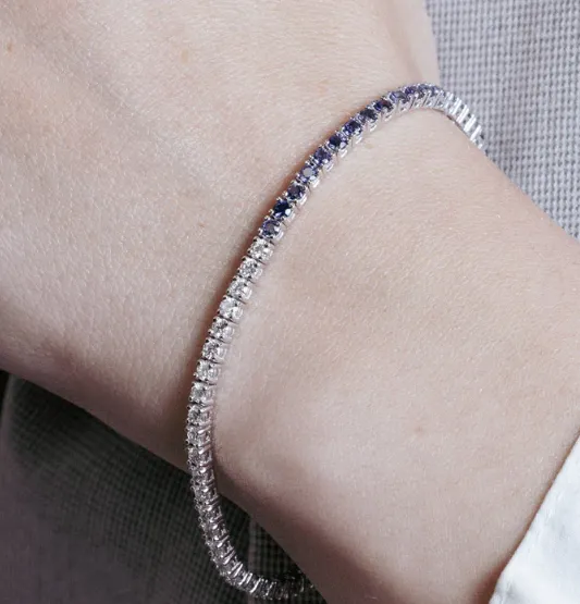 Blue Sapphire and Diamond Tennis Bracelet